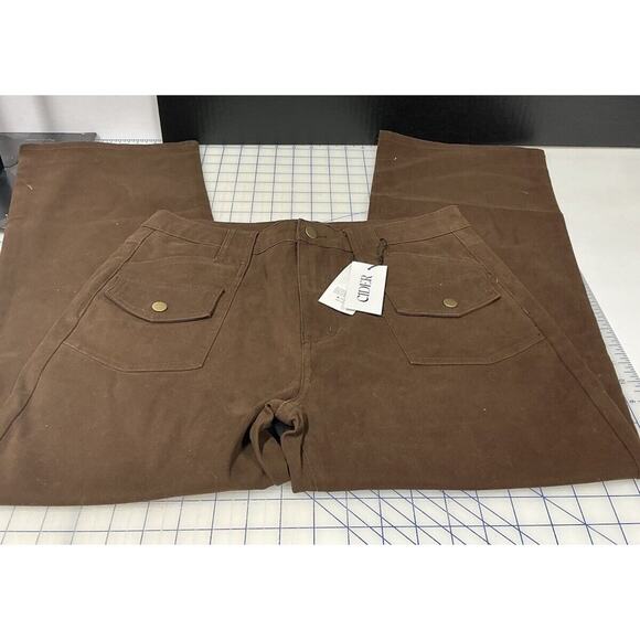 BNWT Cider 🍎Last‎ Autumn Chocolate Brown Trousers Size Large - Picture 1 of 9